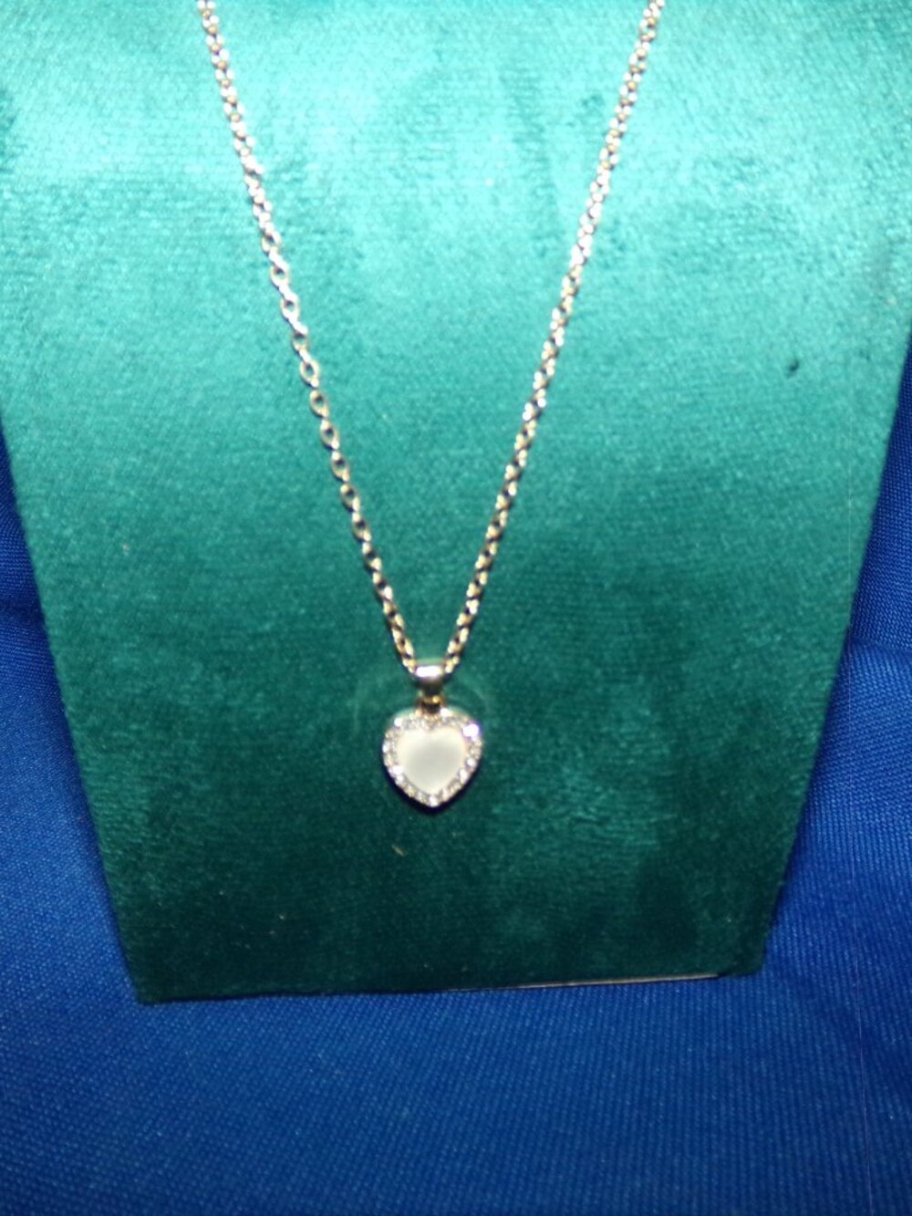 New! Rose Gold Tone Heart & Gem Pendant Necklace - 18 Inch